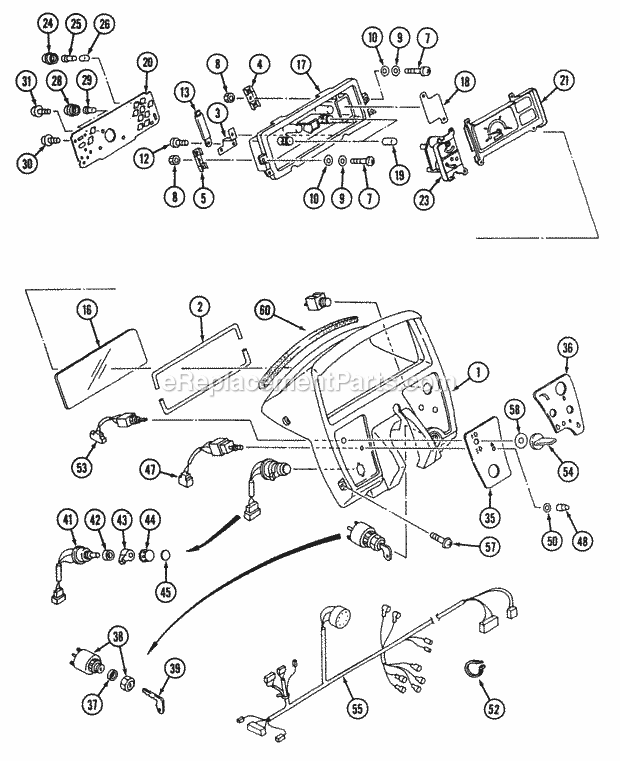 Electric System - Dash Panel & Gauges Diagram and Parts List for 544-434D100, 545-434D100, 546-434D100 Cub Cadet Lawn Tractor